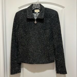 CACHE zip Lined Gray Jacket Blazer Size S Gray Wool Blend